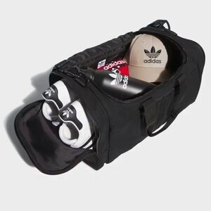 Adidas Originals Black Canvas Duffel Bag Medium Gym Shoe Pocket IR1041